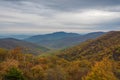 Fall color and Blue Ridge Mountains view from Skyline Drive in Shenandoah National Park, Virginia Royalty Free Stock Photo