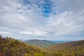 Fall color and Blue Ridge Mountains view from Skyline Drive in Shenandoah National Park, Virginia Royalty Free Stock Photo