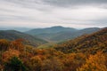 Fall color and Blue Ridge Mountains view from Skyline Drive in Shenandoah National Park, Virginia Royalty Free Stock Photo