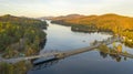 Aerial View Over Long Lake Adirondack Park Mountains New Yourk USA Royalty Free Stock Photo