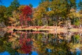 Fall color reflection on Saco river Royalty Free Stock Photo