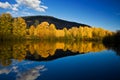 Fall color reflection on still water Royalty Free Stock Photo