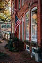 Fall color and row houses in Old Town, Alexandria, Virginia Royalty Free Stock Photo