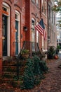 Fall color and row houses in Old Town, Alexandria, Virginia Royalty Free Stock Photo