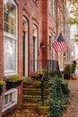 Fall color and row houses in Old Town, Alexandria, Virginia Royalty Free Stock Photo