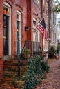 Fall color and row houses in Old Town, Alexandria, Virginia Royalty Free Stock Photo