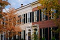 Fall color and row houses in Old Town, Alexandria, Virginia Royalty Free Stock Photo