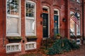 Fall color and row houses in Old Town, Alexandria, Virginia Royalty Free Stock Photo