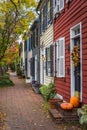 Fall color and row houses in Old Town, Alexandria, Virginia Royalty Free Stock Photo