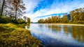 Fall Colors around Nicomen Slough, a branch of the Fraser River, as it flows through the Fraser Valley Royalty Free Stock Photo