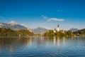 Fall colors at Bled lake in Slovenia Royalty Free Stock Photo