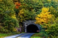 Fall colors and North Carolina mountain tunnel Royalty Free Stock Photo