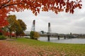 Fall Colors at Portland Oregon Downtown Waterfront Royalty Free Stock Photo