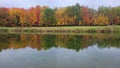 Fall colors reflecting off a still pond Royalty Free Stock Photo