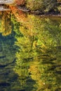 Fall Colors Reflection Wenatchee River Washington Royalty Free Stock Photo