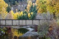 Fall Colors, Reflections and a Railroad Bridge Royalty Free Stock Photo