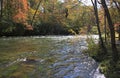 Fall colors and the river running along the Blue Ridge Parkway