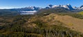 Redfish Lake in Idaho with fog aerial view Royalty Free Stock Photo