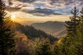 Fall colors, scenic sunrise, Great Smoky mountains Royalty Free Stock Photo