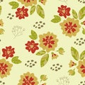 Fall colors stylized floral vector seamless pattern.