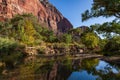 Virgen river in Zion Canyon, Zion National Park, Washington County, Utah, United States. Royalty Free Stock Photo