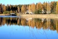 Fall colours at lake Saimaa Royalty Free Stock Photo