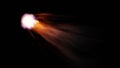 Fall comet from space, fiery tail falling meteorite. Entry of an asteroid comet into the Earth atmosphere on a black background. Royalty Free Stock Photo