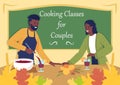 Fall cooking classes for couples poster flat vector template