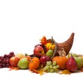 Fall cornucopia on a White back ground Royalty Free Stock Photo