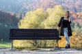 A fall day through the woods somewhere in Transylvania with a beautiful girl