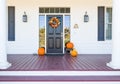 Fall Decoration Adorns Beautiful Entry Way To Home Royalty Free Stock Photo