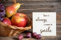 Fall Decoration with Fruits and Text There Is Always A reason To Smile