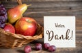 Fall Decoration with Fruits and Text Vielen Dank Royalty Free Stock Photo