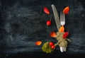 Fall dinner, fork and knife Royalty Free Stock Photo