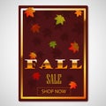 Fall discount. Fall sale. Autumn Background with leaves for shopping sale or promo poster and frame leaflet or web banner with Royalty Free Stock Photo