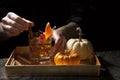 Fall Drinks in Bar - Old Fashioned Whiskey Cocktail Royalty Free Stock Photo