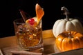 Fall Drinks - Old Fashioned Whiskey Cocktail Royalty Free Stock Photo