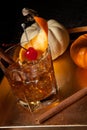 Fall Drinks - Old Fashioned Whiskey Cocktail Royalty Free Stock Photo