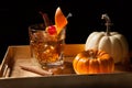 Fall Drinks - Old Fashioned Whiskey Cocktail Royalty Free Stock Photo