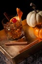 Fall Drinks - Old Fashioned Whiskey Cocktail Royalty Free Stock Photo