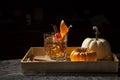 Fall Drinks - Old Fashioned Whiskey Cocktail Royalty Free Stock Photo