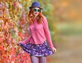 Fall Fashion. Girl Stylish Autumn Outfit. Outdoor Royalty Free Stock Photo