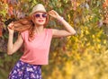 Fall Fashion. Redhead Having Fun. Outdoor Park