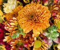 Fall Floral Centerpiece with Mums and ornamentals Royalty Free Stock Photo