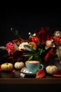 Autumn bouquet on black background with copy space Royalty Free Stock Photo