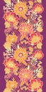 Fall flowers and leaves vertical seamless pattern Royalty Free Stock Photo