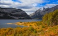 Autumn time by Spray lakes in Alberta, Canada Royalty Free Stock Photo