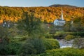 Fall Foliage landscape and Church in Stowe, Vermont