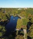 Fall foliage at Pullen Park in Raleigh with NC State University in the distance Royalty Free Stock Photo