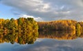 Fall foliage reflected in still water